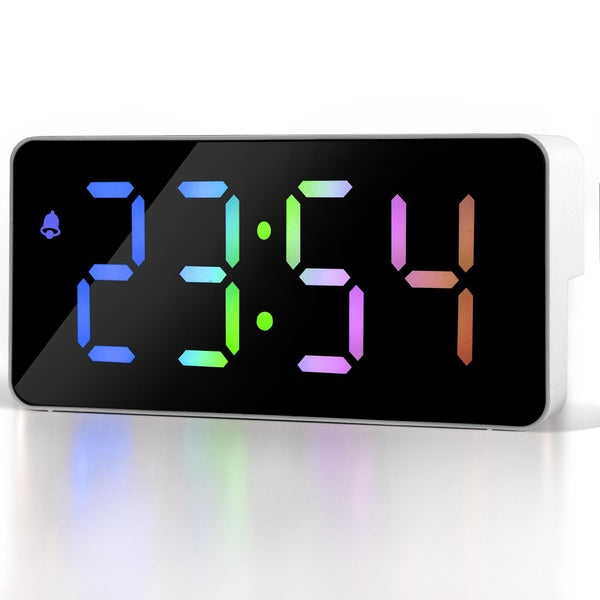 Betus Digital Alarm Clock - Compact Modern Desk Clock with Large RGB Display, Temperature, Adjustable Brightness, Auto Dim Function and USB Charger P