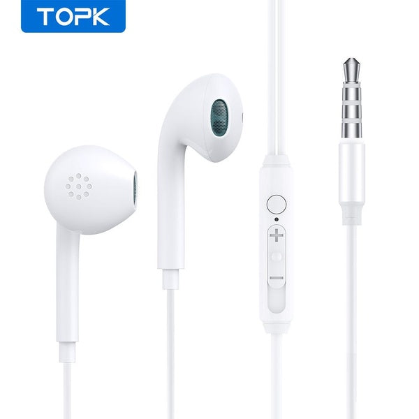 Écouteurs intra-auriculaires à isolation sonore TOPK F20 avec microphone et contrôle du volume