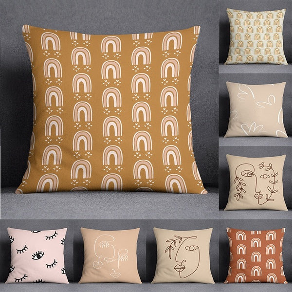 Minimalism Floral Art Design Delicate Series Pillow Gift Home Office Decoration Pillow Bedroom Sofa Car Cushion Cover Pillowcase (45 cm * 45 cm)