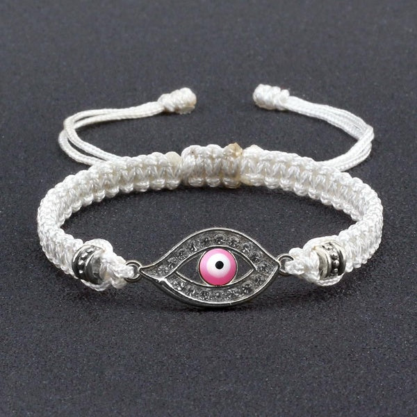 New Crystal Evil Eye String Bracelet Handmade Green Blue Rope Braided Adjustable Bangles Lucky Bracelets Yoga Wristband Jewelry