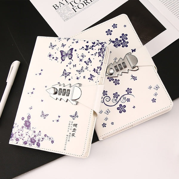 Carnet de notes A5 avec mot de passe d'étudiant Design Flower Notebooks Fournitures de bureau et scolaires (3 styles)