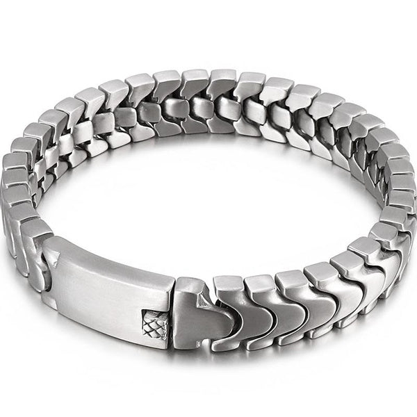 Matte Man Bracelet Men 12MM Brushed Stainless Steel Men's On Hand Bands Bracelets Male Jewellery Iron Mannen Armband Birthday Gifts for Boyfriend