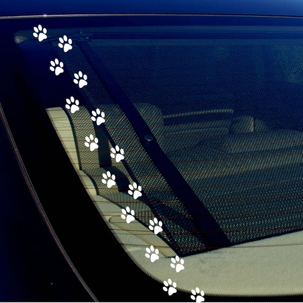 16Pcs PET PAW PRINTS Vinyl Decal Car Window Bumper Sticker Cat Dog Kitten Puppy