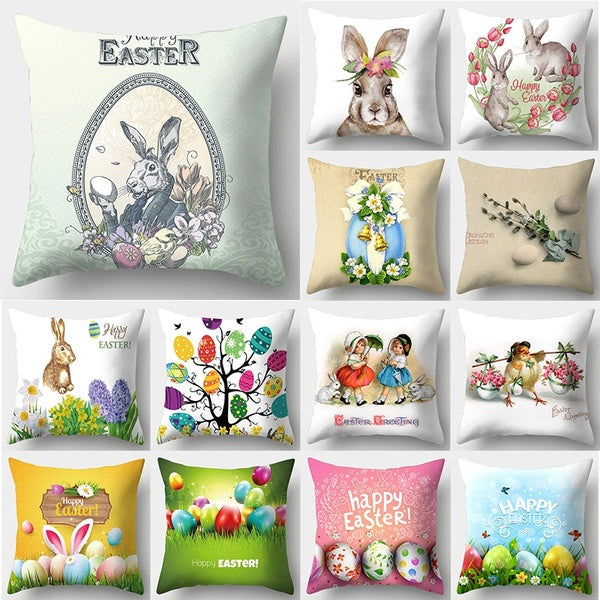 Easter Pillowcases 45x45cm Microfiber Pillow Covers Rabbit Sofa Cushion Cover Bedding Home Decor