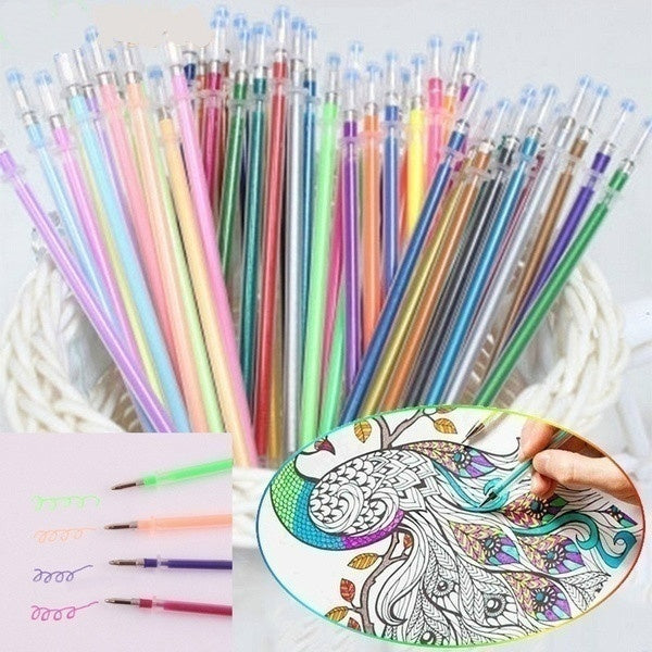 48pcs Color Gel Pens refills Metallic Glitter Pastel Fluorescence Neon Coloring Set