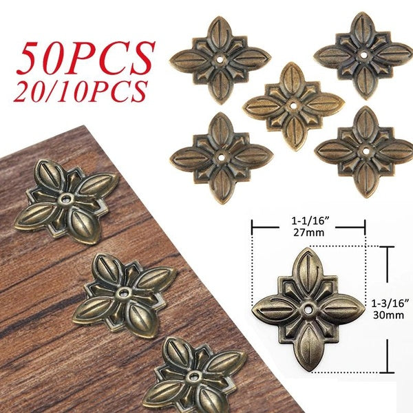 50-20-10pcs Wooden Box Corner Antique Brass Upholstery Decorative for Jewelry Chest Gift Wine Case Sofa Tack Stud Shim Pad Pushpin