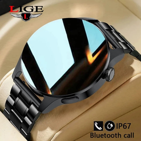 LIGE 2022 plus récent appel montre intelligente hommes pleine touche Sport Fitness montres étanche fréquence cardiaque acier-maille-bande de silicone