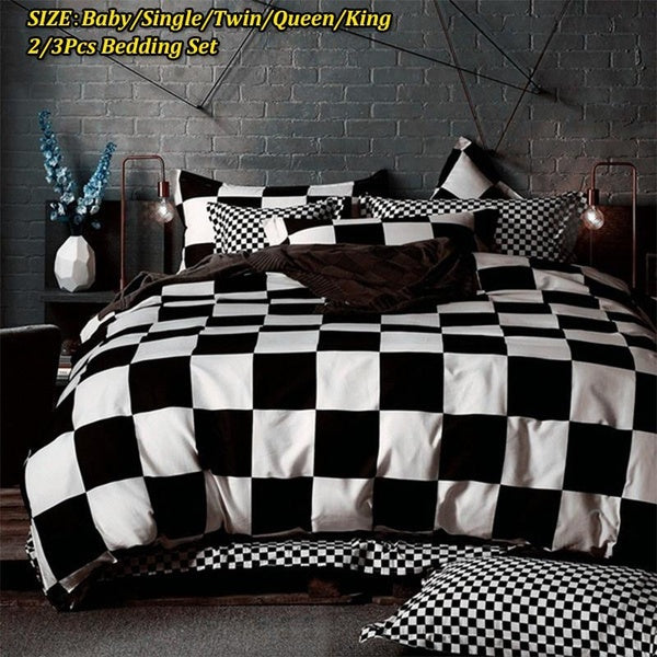 Bedroom Decor Polyester Classic Black and White Striped Plaid Bedding Sets 2-3 Pcs Duvet Cover Set Baby-Single-Twin-Queen-King Size No Filler