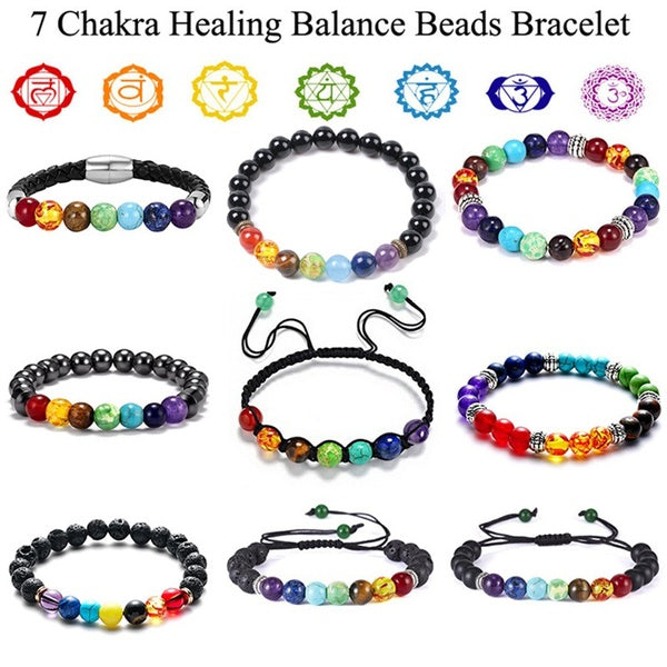 7 Chakra Bracelet Natural Healing Stones Beads Bracelet Adjustable Macrame Woven Rope Chain Yoga Bracelet Life Energy Bracelet Lovers Casual Jewelry