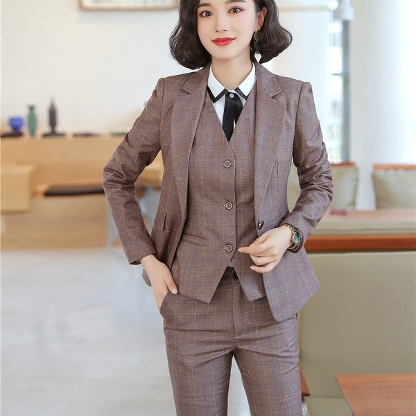 High Quality Fabric Spring Autumn Women Formal Business Suits OL Styles Professional Pantsuits Ladies Office Work Wear Blazers