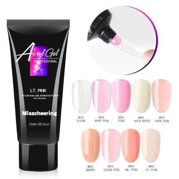 15ml-30ml Women Fashion Nail Extension Gel Discoloration Quick Dry UV Lamp Use Nail Extension Gel 3D Crystal Jelly Builder Nail Art Glue