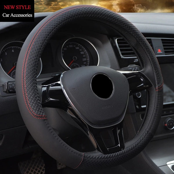 9 Color Sport Auto Steering Wheel Covers Anti-Slip Leather Car Steering-wheel Cover Car-styling Anti-catch Holder Protor