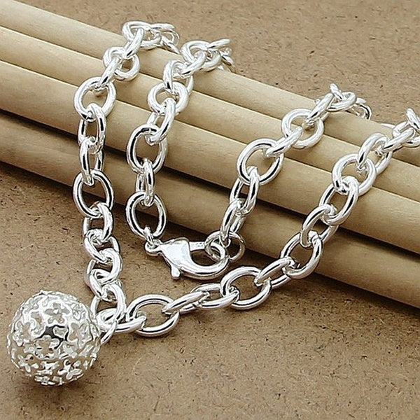 Hot Sale 925 Sterling Silver Hollow Ball Chain Necklace 2019 New Wholesale Silver Jewellery Necklace