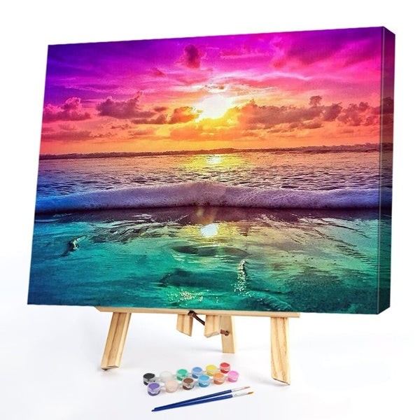 FIYO Sea Diy Paint by Numbers Kits for Adults and Kids Beginner on Canvas Fashion Oil Painting Wall Art for Gift( No Frame )