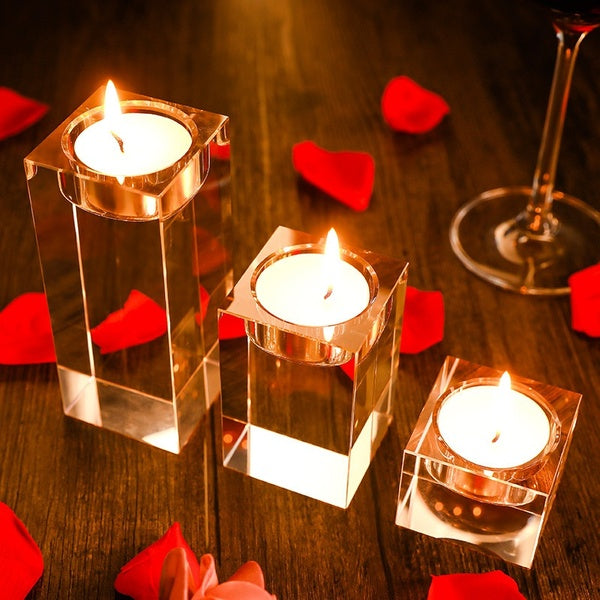 Home Decorations Crystal Candlestick Wedding Glass Candle Holder Table Centerpieces Bar Coffee Shop Decorations