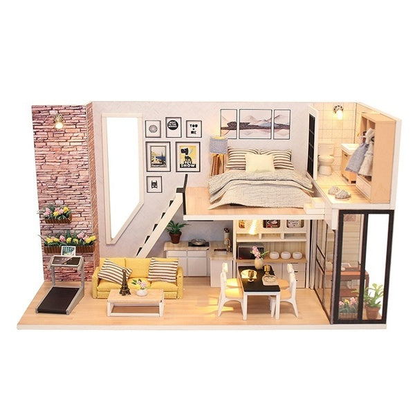 DIY Mini Diy Doll House Wooden Doll Houses Furniture Kit Toys for Children Miniature Dollhouse Girls Christmas Gift