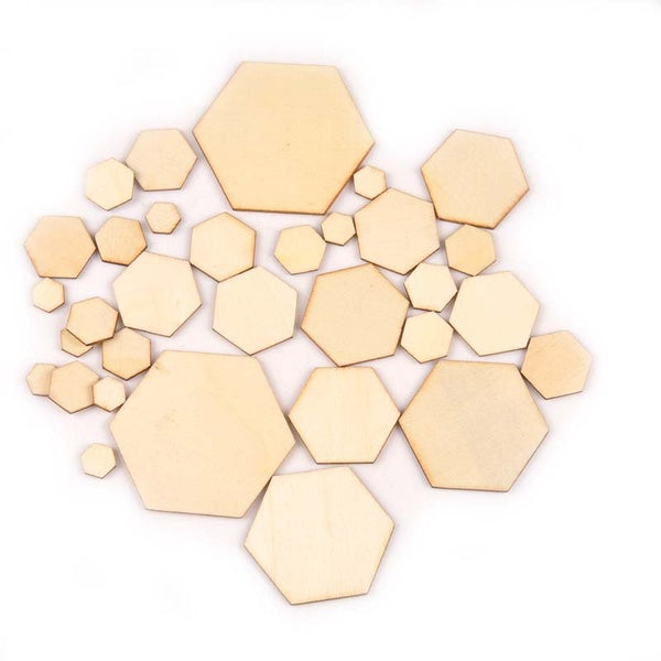 50 pièces forme hexagonale tranches de bois pour artisanat Scrapbooking accessoires de décoration intérieure ornements en bois naturel 10-20-30-40-50