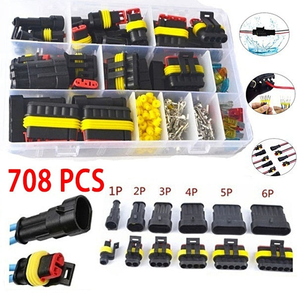 120-268-352-708Pcs pack HID Waterproof Connectors, 1-2-3-4-5-6 Pin Car Waterproof Electrical Connector Plug with Electrical Wire Cable Car Auto Truck
