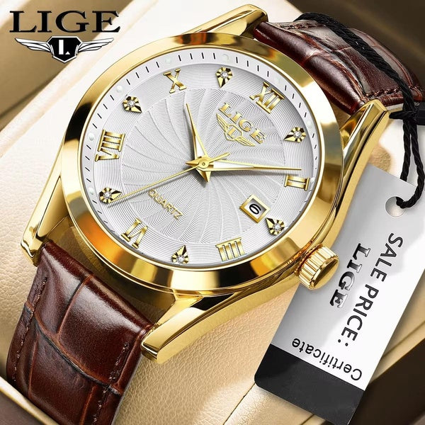 LIGE Montre Militaire Mode Hommes Casual Sport Hommes Montres À Quartz De Luxe En Cuir Étanche Date Chronographe Reloj Hombre