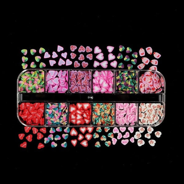 Fshion Mixed Love Heart 3D Nail Decoration Polymer Clay Slice Valentine's Day Manicure Gel Polish Tips Decor