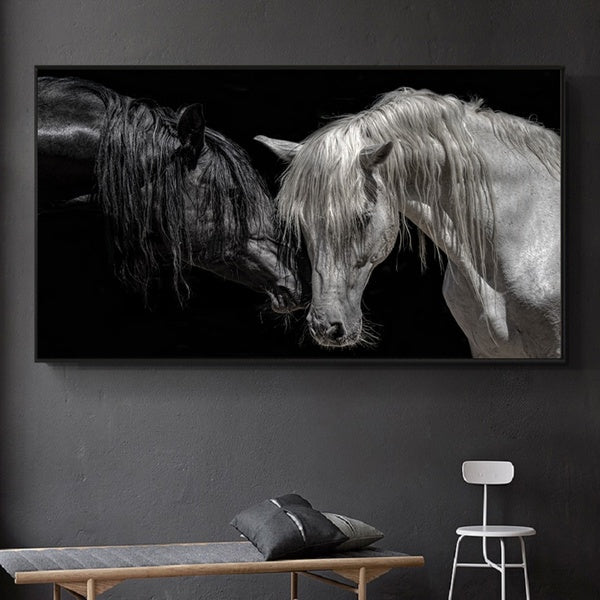 Africa Couple Animals Black White Horse Canvas Paintings Animals Love Posters Prints Wall Pictures Living Room Home Decoration