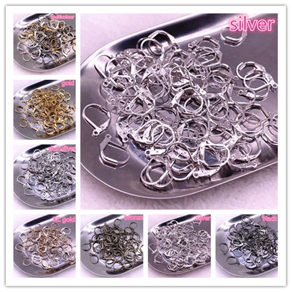40pcs 15*10mm French Lever Earring Hooks Wire Settings Base Hoops Earrings DIY Jewelry Making Supplies