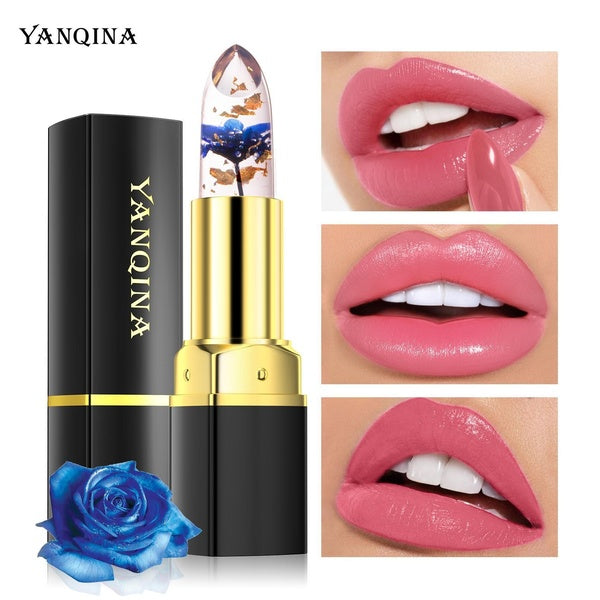 YANQINA 3 Color Long Lasting Temperature Color Changing Lip Balm Crystal Jelly Flower Lipstick Gloss Transparent Moisturize Lips Makeup Cosmetic