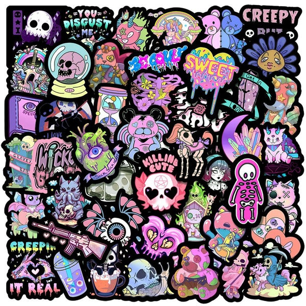 10-50pcs kawaii halloween stickers Purple Skull sticker gothic graffiti Stickers for DIY Luggage Laptop Motorcycle Sticke