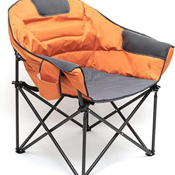 Sunnyfeel Foldable Oversized Moon Saucer Cushioned Chair with Cup Holder, Orange