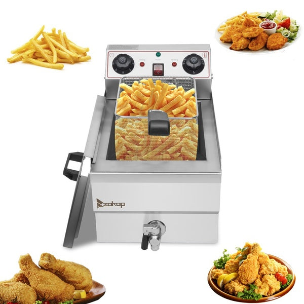 8.5QT-8L Electric Dreep Fryer Single Tank Commercial Restaurant Stainless Steel Home Kitchen Fryer 1700W