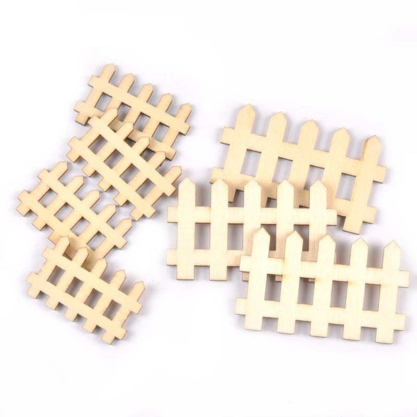 10-20 pièces clôture forme bois tranches artisanat fournitures bricolage Scrapbookings décorations en bois inachevé maison ornements faits à la main