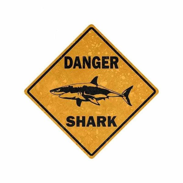 13cm X 13cm Car Sticker Decal Car Bike Motorcycle Danger Sign Shark Area Surf Bumper Decor