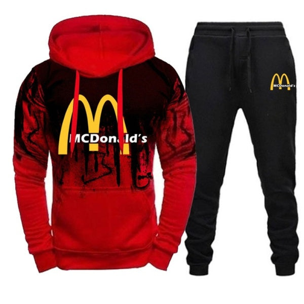 Spring Autumn Jogging Suits Mcdonalds Printed Tracksuits For Men Casual Hoodie Pant 2 Piece Set Sport Suits