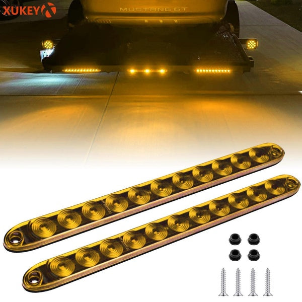 XUKEY 2pc 16'' Amber LED Trailer Light Bar Running Side Marker Park Turn Signal Rear Trailer Light Motorcycle Utility Boat Trailer Indicator Lights W