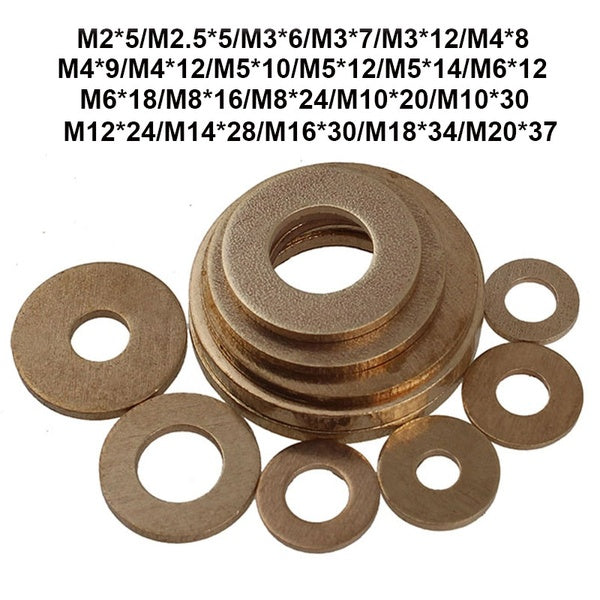 M2-M20 Brass Washer Metal Flat Gasket Spring Washers O Ring Hardware Supplies