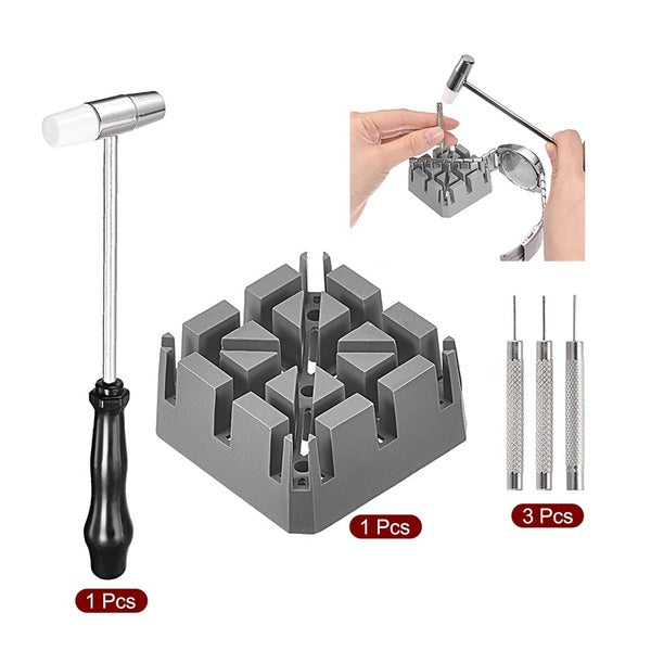 Ensemble d'outils de suppression de goupille de lien de bracelet de montre goupilles de poinçon de marteau 0.8mm avec le support gris de courroie pou