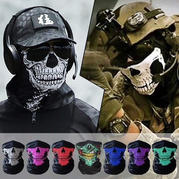 Skeleton Skull Tube Bandana for Riding CS Game Ghost Half Face Neck Scarf Windproof Warm Neck Gaiter