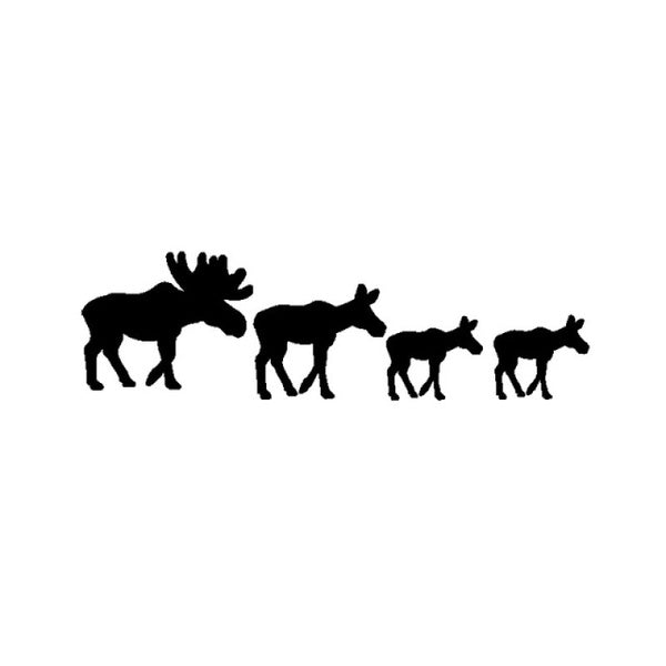 16.6CM*4.9CM Interesting Moose Family Vinyl High-quality Car Sticker Decal Black Silver