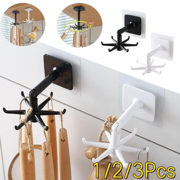 1-2-3Pcs Kitchen Hook Multi-Purpose Hooks 360 Degrees Rotated Rotatable Rack for Organizer and Storage Spoon Hanger for Kitchen Gadgets