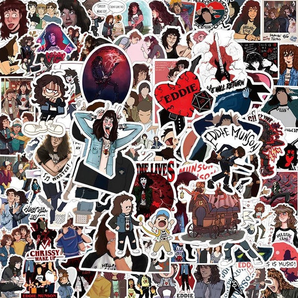 10-50-100Pcs Eddie Munsons Sticker Stranger Things Season 4 Montauk Graffiti Stickers for DIY Luggage Laptop Skateboard Motorcycle Bicycle Stickers