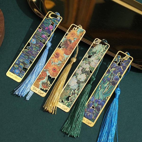 Engrave Metal Electroplate Bookmark Tassel Book Mark Sunflower Oriole Bookmarks for Kids Women Teacher Students Gifts