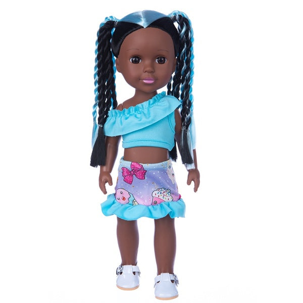 14inch African Baby Doll Black Girl Full Vinyl Silicone Body Reborn Alive Dolls with Clothes