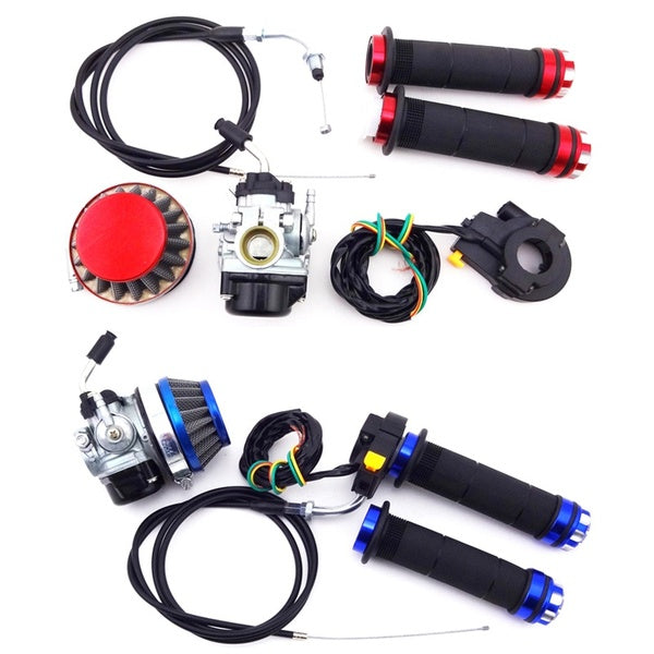 FishMotor Racing Carburateur Filtre À Air Poignées D'accélérateur Câble Interrupteur Kit Pour 50cc 60 80cc Gaz Motorisé Vélo Dirt Pit Bike Moto