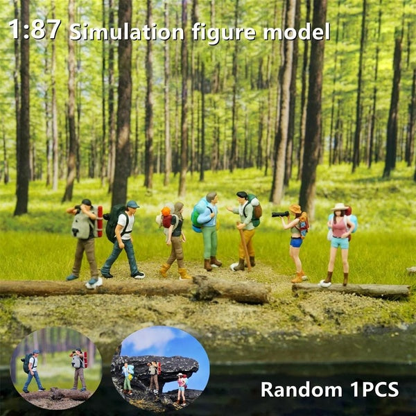 1: 87 HO Scale Simulation Miniature Painted Figures Model Outdoor Backpacker People Random Doll Sand Table Scene Materials Diorama Kit