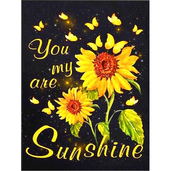 Sunflower "You are my Sunshine" DIY 5D Diamond Painting Full Drill with Number Kits Home and Kitchen Fashion Crystal Rhinestone Cross Stitch Embroide
