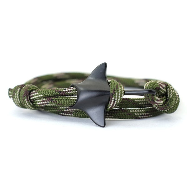 4mm Paracord Handmade Braided Survival Bracelet Charms Black Manta Marine Life Rope Braclet For Men Women Outdoor Jewelry