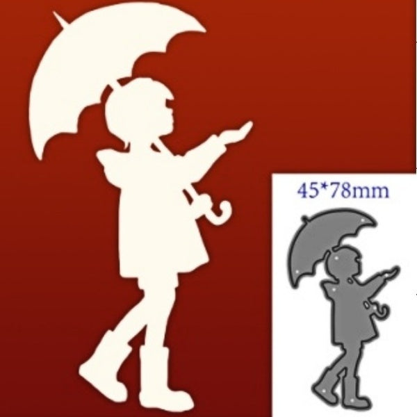 Little Girl Under Umbrella Decoration Metal Cutting Dies for DIY Scrapbooking Album Paper Cards Decorative Crafts Embossing Die Cuts
