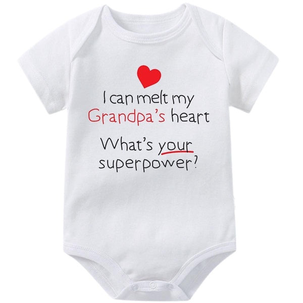I Can Melt Grandpas Heart, What's Your Superpower? Baby Onesies,I Love My Grandfather Cute Baby Bodysuit,Creeper Infant One-piece for Boys Girls,Funn