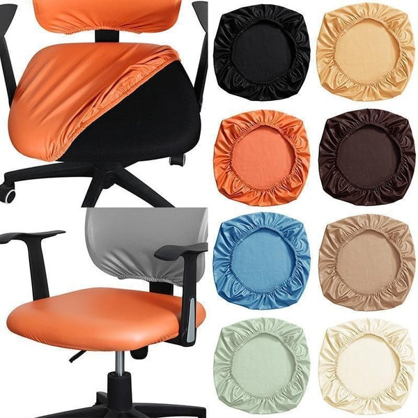 1pc Split Chair Office Chair Cover Waterproof Computer Chair Case PU Leather Solid Color Dirt Resistant Hotel Use Four Seasons