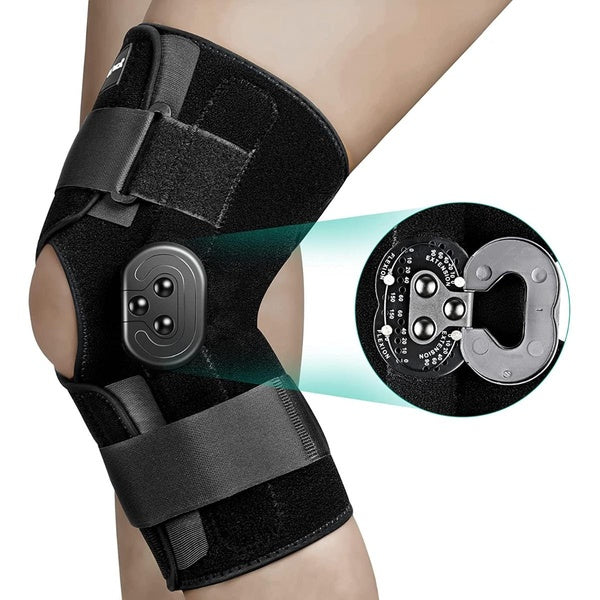 Hinged Knee Brace Adjustable Knee Support with Side Stabilizers of Locking Dials for Knee Pain Arthritis ACL PCL Meniscus Tear